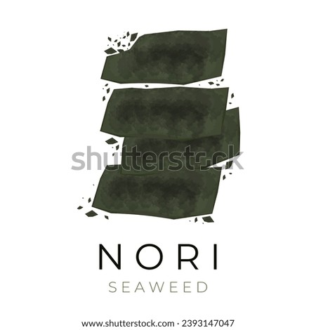 Vector illustration logo of a pile Green Japanese dried nori sheets Royalty-Free Stock Photo #2393147047
