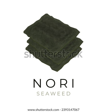 Realistic vector illustration of a pile Green Japanese dried nori seaweed sheets Royalty-Free Stock Photo #2393147067