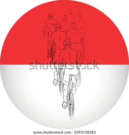 Cyclist on the background of the flag of Indonesia vector