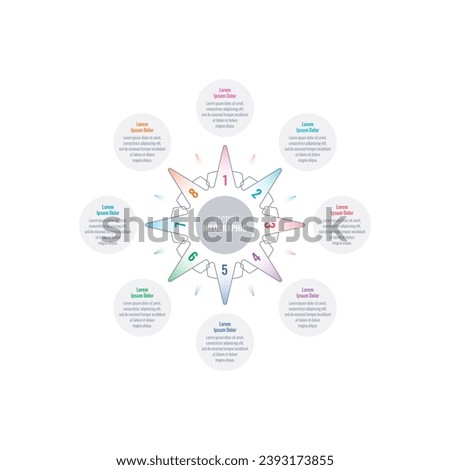 internet, book, annual report, magazine, business, education infographic template. star infographic template. eight options infographic template