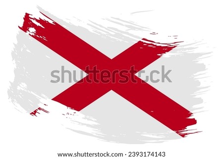 Alabama US State brush stroke flag vector background. Hand drawn grunge style painted isolated banner.