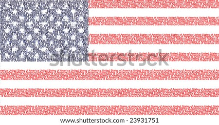 US flag made of the words 'United States of America'