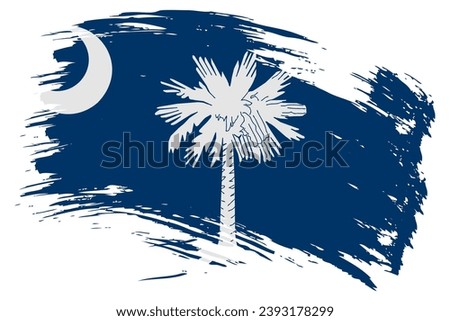 South Carolina US State brush stroke flag vector background. Hand drawn grunge style painted isolated banner.
