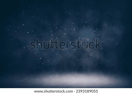 Abstract blurry dark smoky room with blurry bokeh circles. Photo backdrop concept