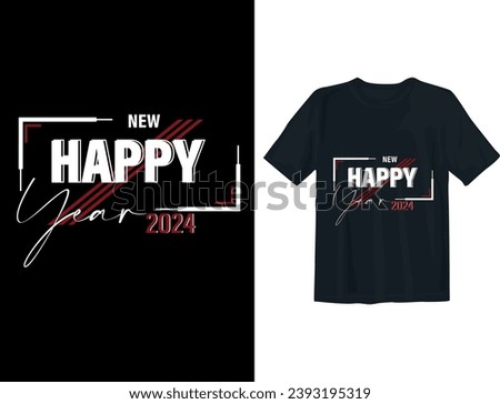 Free vector happy new year 2024 text typography t shirt design