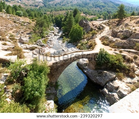 Corse - Corsica, France: image of Golo River Valley Royalty-Free Stock Photo #239320297