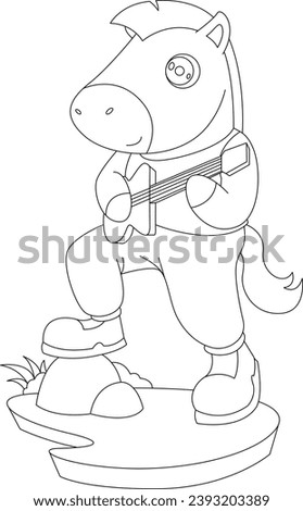 Horse Musician Guitar Music Animal Vector Graphic Art Illustration
