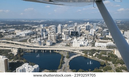 aerial view of lake Cherokee and downtown Orlando, florida Royalty-Free Stock Photo #2393259705