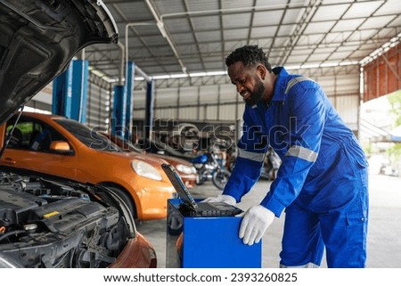 Auto mechanic are repair and maintenance auto engine is problems at car repair shop.