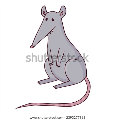 drawn cute rat on a white background vector