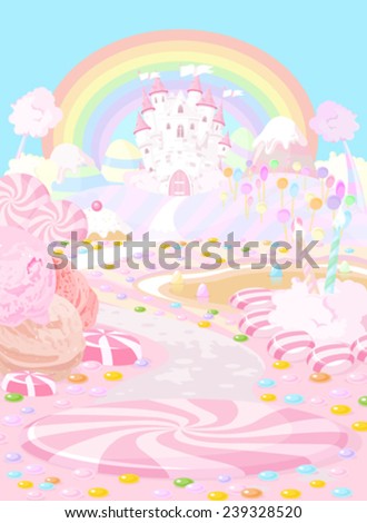 Illustration pastel colored a fairy kingdom Royalty-Free Stock Photo #239328520