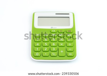 Top view of a calculator isolated on white background