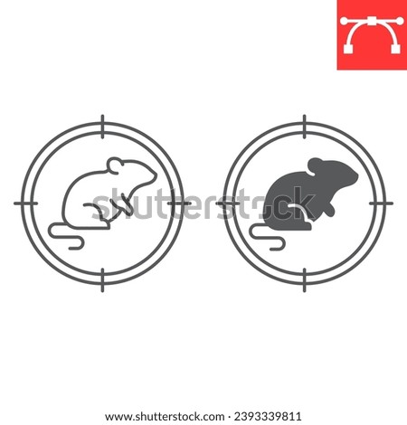 Rat target line and glyph icon, pest control and kill rodent, rat in crosshair vector icon, vector graphics, editable stroke outline sign, eps 10. Royalty-Free Stock Photo #2393339811