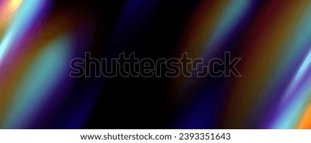 Black background with abstract iridescent gradient. Vector realistic illustration of damaged dusty photo film texture, blurred surface, light leak bokeh effect, vintage footage, retro flare glow