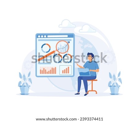 Data driven business model abstract. Data analytics, data driven business, comprehensive strategy, new economic model.  flat vector modern illustration  Royalty-Free Stock Photo #2393374411