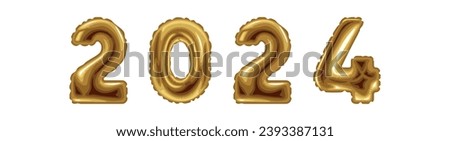 Figure 2024 made of balloons on white background. New Year celeb