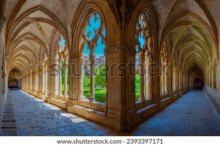 Cloister at Monastery of Santes Creus in Spain Royalty-Free Stock Photo #2393397171