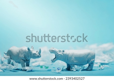 white hippopotamus rhinoceros toys plastic