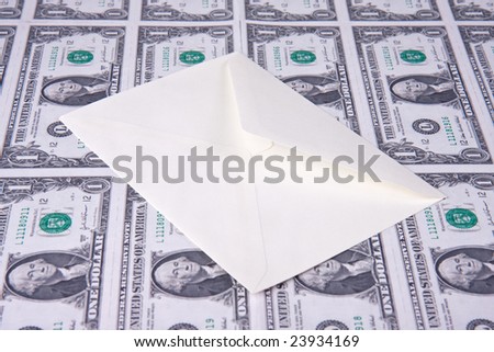 envelope on american money background
