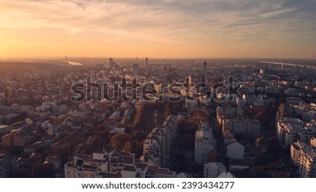 Belgrade city view in golden hour time, capital of Serbia.	
 Royalty-Free Stock Photo #2393434277