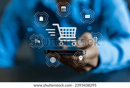 Human use phone with fashion online shopping, delivery, sale, buy, purchases, digital marketing, ordering product and E-commerce, supermarket, credit card, sme, online shopping on platforms online
