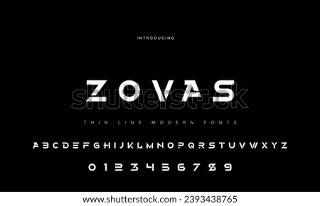 Abstract Fashion font alphabet. Minimal modern urban fonts for logo, brand etc. Typography typeface uppercase lowercase and number. vector illustration Royalty-Free Stock Photo #2393438765