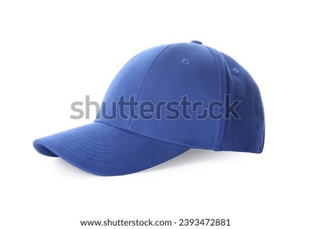 Stylish blue baseball cap isolated on white Royalty-Free Stock Photo #2393472881