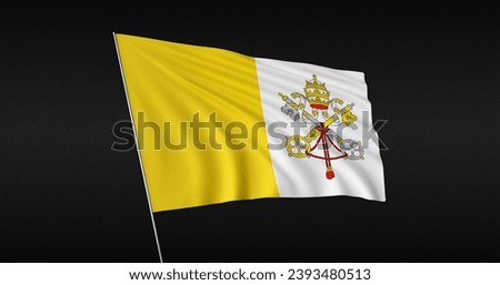 Fluttering Vatican flag, on a textured black background
