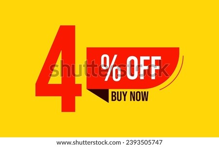 4% sale offer. Special offer discount label with sale percentage. 4 percent off price reduction badge. Promotion design isolated vector illustration, red and yellow.