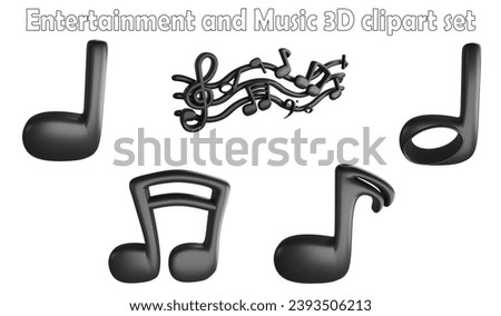 Music notes clipart element ,3D render entertainment and music concept isolated on white background icon set No.2