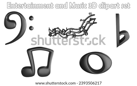 Music notes clipart element ,3D render entertainment and music concept isolated on white background icon set No.1