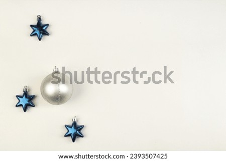 colorful wrapped gift boxes, Christmas toys on isolated background. Top view with copy space.
