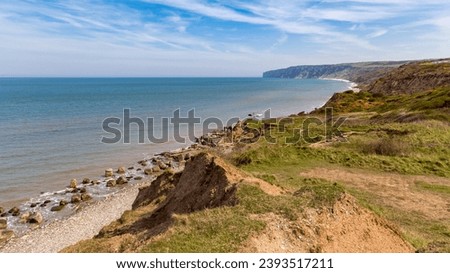 Yorkshire coast at Reighton Gap, between Filey and Bridlington, North Yorkshire, UK Royalty-Free Stock Photo #2393517211
