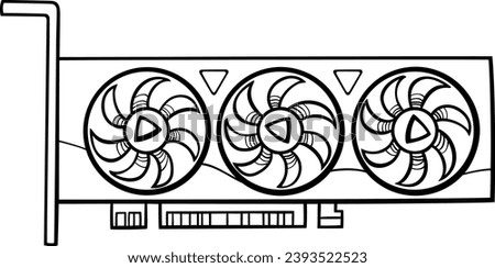 black and white cartoon illustration of graphics card computer component object clip art coloring page