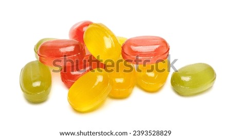 colorful fruit hard candy isolated on white. lollipop, candy, sweetmeat Royalty-Free Stock Photo #2393528829