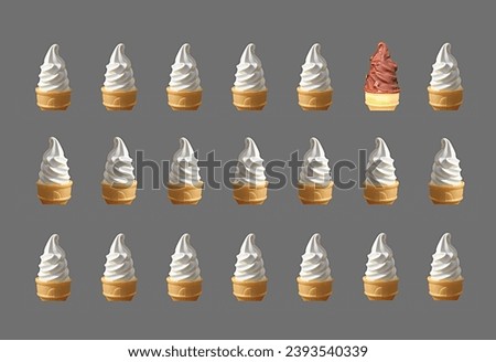 Two Types Soft Serve Ice Cream Cones Pattern on Pewter Gray Background