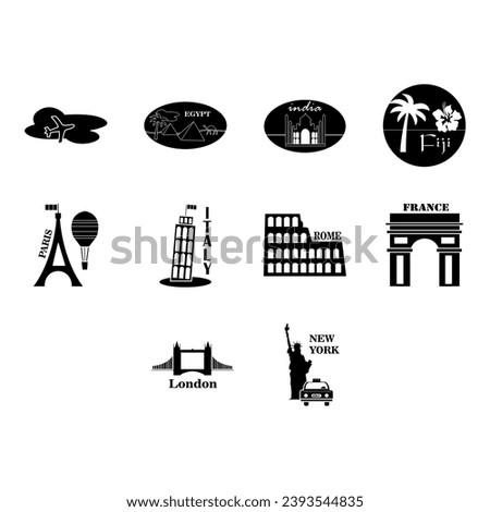 collection of world travel icon vector