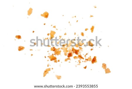 Pile cake crumbs, cookie flying isolated on white, clipping path Royalty-Free Stock Photo #2393553855
