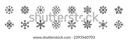 Snowflake icon set. Winter snowflake line icon. Snowflake icons. Editable stroke. Vector illustration.