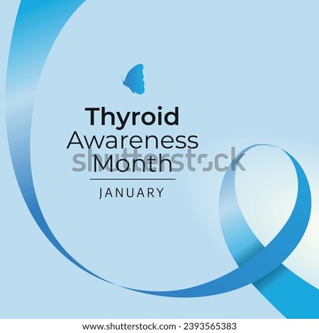 Thyroid Awareness Month design template good for celebration usage. blue ribbon vector design. vector eps 10. banner template.