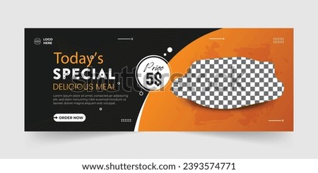 Food Restaurant Facebook Cover Page Design Template, Fast Food culinary ads banner restaurant ad post, Modern promotional online business marketing Vector Eps10.