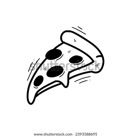 Hand Drawn Pizza Slice Illustration. Doodle Vector. Isolated on White Background - EPS 10 Vector