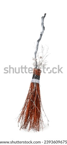 One beautiful witch's broom isolated on white