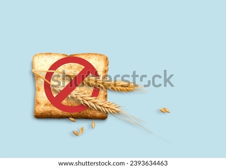 Gluten free bread pice and stop sign Royalty-Free Stock Photo #2393634463