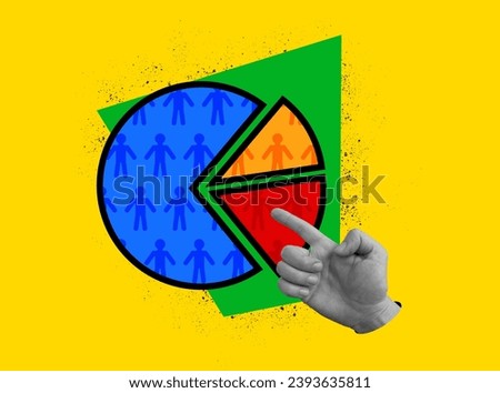 Collage with hand showing market segment or niche. Royalty-Free Stock Photo #2393635811