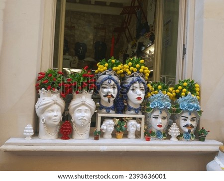Italy, Sicily Island: Sicilian handcrafted ceramic heads.