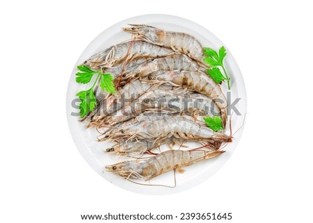 shrimp fresh prawn raw seafood fresh eating cooking meal food snack on the table copy space food background rustic top view