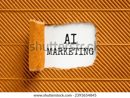 AI marketing symbol. Concept words AI artificial intelligence marketing on beautiful white paper. Beautiful brown background. Business AI artificial intelligence marketing concept. Copy space.