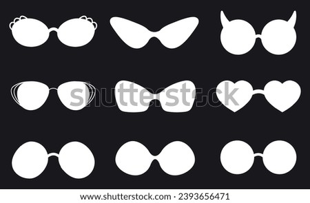 Sunglasses glasses eyeglasses silhouette line style isolated set. Vector graphic design element illustration