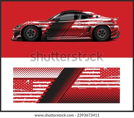 Car wrap design vintage usa flags illustration. vector american flag